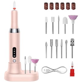 Electric Nail File,Nail Drill Kit 3 Modes Portable Nail Drill - Nail Grinder Electric Nail Filer with Charging Base for Home Nail Salon