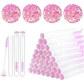 Porta Cepillo Para Pestañas Con Cepillo Glitter 10 Piezas Azul,rojo,morado, Rosa,fiucha, Negro,amarillo,blanco