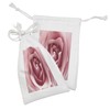 Lunarable Rose Fabric Pouch Set of 2, Pink Rose Valentine's
