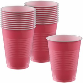 New Pink Plastic Cups (Pack of 20) - 18 oz. - Versatile Drinkware for Indoor & Outdoor Parties, Weddings, Birthdays, Celebrations & More