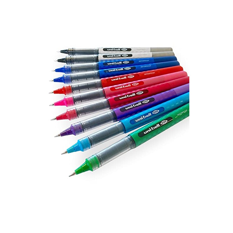 Uni-Ball UB-157 Liquid Ink Rollerball Pen Set of 10 Colours
