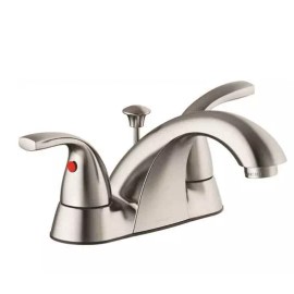 Faucet Anchor Point Two Handle Bath Faucet With Pop Up Drain, Brushed Nickel, 1.2 GPM