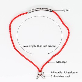 Dekeyus Pulsera de acero inoxidable 316 de nailon tejido cristal rojo y cadena de tobillo, Mediano, Acero inoxidable, cristal,