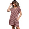 Alaster Women's 2025 Casual Summer T Shirt Dress Red Striped