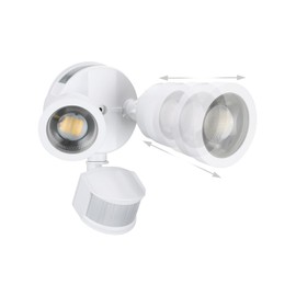 LEONLITE 25W LED Security Light Adjustable, Motion Sensor Flood Lights Outdoor, 30°-80° Beam Angle, Dual-Head Security Light, Wet Location, 5000K Daylight, ETL Listed, White