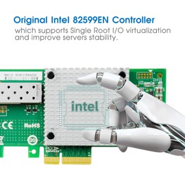 10Gb Network Card with Intel 82599EN Controller,Single SFP+ Port PCI X4 Express Ethernet Adapter Support Windows Server/Linux/VMware Compare to Intel X520-DA1