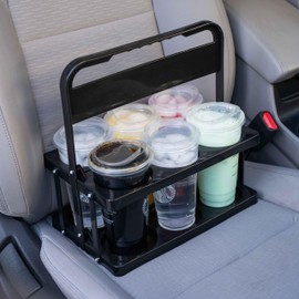 CRAFTALENT Drink Carrier with Handle, Reusable Drink Carrier for Large Drinks, Drink Carrier for Food Delivery (Black)