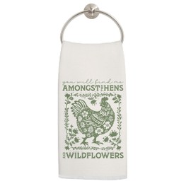 LADOCK Sage Green Floral Chicken Kitchen Towels, Rustic Cottagecore Chicken Hand Towels for Bathroom Decor, Farmhouse Rooster Hen Dish Tea Towels for Kitchen Decor, 16x24 Inch