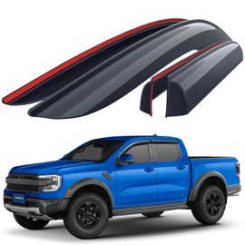 Goodyear Shatterproof Window Deflectors for Ford Ranger 2024-2025 SuperCrew, Tape-on Rain Guards, Window Visors, Vent Deflector Visor, Car Accessories, 4 pcs. - GY008758