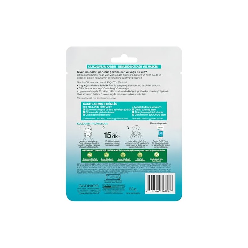 Garnier PureActive - Mascarilla antiimperfección (6 unidades)