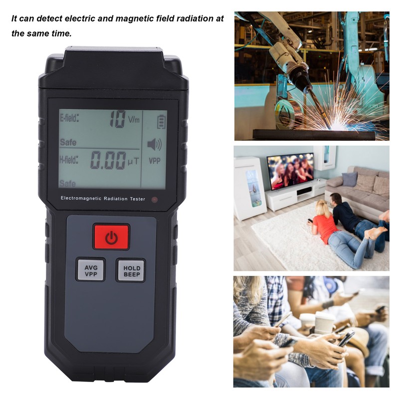ET825 1V/m1999V/m 0.01μT99.99μT Electromagnetic Radiation Tester HighAccuracy LCD Radiation Detector
