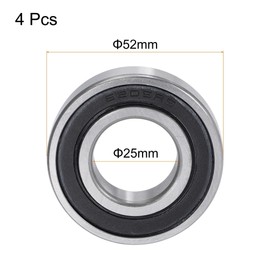 TOP-VIGOR 4Pcs 6205-2RS Deep Groove Ball Bearings, Z1 25mm x 52mm x 15mm Double Sealed Industrial Bearings, Chrome Steel Skateboard Bearings for Electrical Instrument Equipment