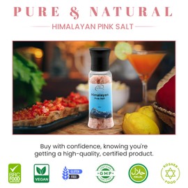TKS Premium Himalayan Pink Salt Grinder Coarse Grain, Hand-Mined Rock Salt (350g)
