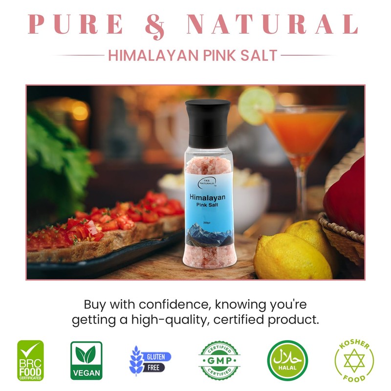 TKS Premium Himalayan Pink Salt Grinder Coarse Grain, Hand-Mined Rock