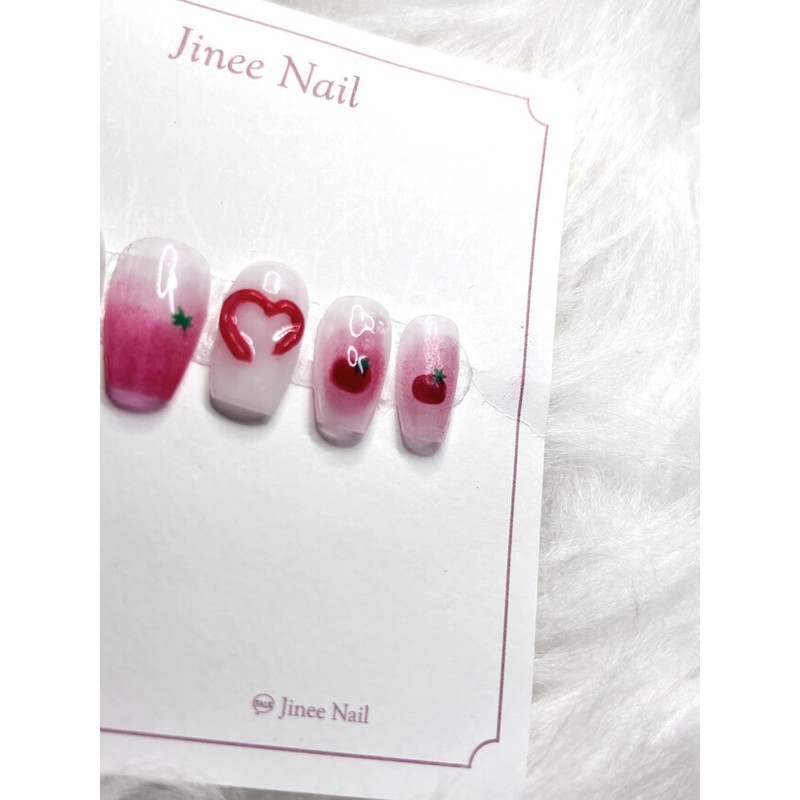 Heart Embossed Nail Tips - Almond / 하트 엠보 네일팁