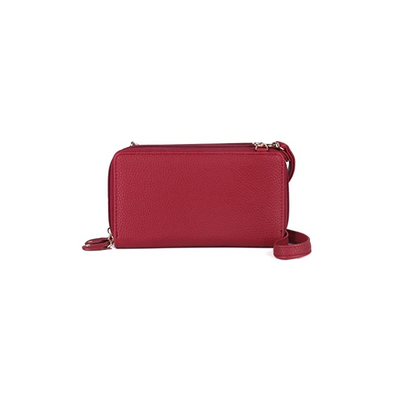 Julia Buxton Pebble RFID Ultimate Double Zip Organizer® Red