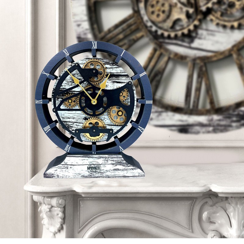 ImprovingLife The Gears Clock Desk Clock 10 inches with Real