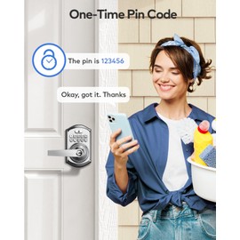TEEHO Keypad Door Lock with Handle: Keyless Entry Door Lock with Handle - Front Door Digital Electronic Deadbolt Lock - Anti-Peeping Coded Door Lock - Auto Lock, Passage Mode, Easy Installation