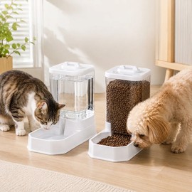 4L Gravity Pet Feeder & Waterer Set for Cats & Dogs - Non-Electric Food and Water Dispenser for Home