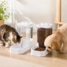 4L Gravity Pet Feeder & Waterer Set for Cats & Dogs - Non-Electric Food and Water Dispenser for Home