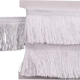 Fringe Trim Tassel Lace 2.5Inch Width 5 Yards Long for Clothes Accessories Latin Wedding Dress and DIY Lamp Shade Decoration (White, 2.5 Inches)