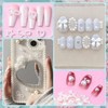 600Pcs 3D Multi Shapes Nail Charms and Flatback Pearls, Pink&White