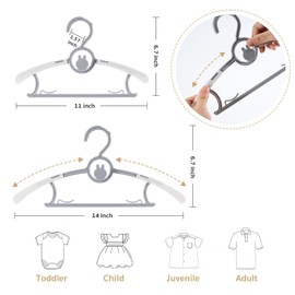 Baby Hangers for Closet Adjustable, Extendable & Stackable Kids Hangers, 11~14inch Non-Slip Plastic Kid Hangeres, Toddler Hangeres for Infant Baby Toddler Children Nursery Teen, Mix Colors, 40PCS