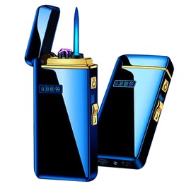 Arc Jet Flame Torch Lighter - Electric, Refillable Butane 2 in 1, USB Rechargeable with Windproof Infinity for Cigar, BBQs, Fireworks, Candle, Camping (Blue Ice)