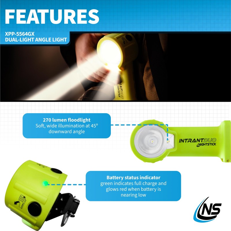 Nightstick XPP-5564GX Intrant Duo Intrinsically Safe Turbo Dual-Light Angle Light