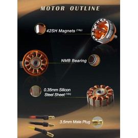 FLASH HOBBY D2836 Brushless Outrunner Motor 2~4S Helicopter RC Motor for RC Airplane Fixed-Wing Drone FPV (1500KV)