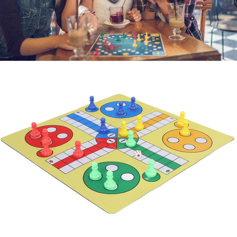 Ludo Chess Set Folding Roll Up Board Game Pad with