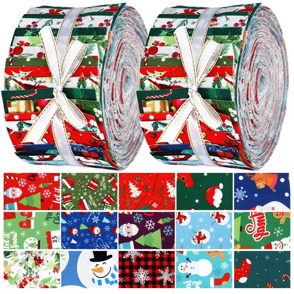 Ganeen 150 Pcs 2.56 Inch Winter Christmas Fabric Roll Snowflake