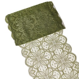 letsinstyle 5 Yards 7.28 Inch Wide Oval Pattern Stretch Lace Trim, Floral Embroidered Sewing Lace Ribbon, Polyester Trimming for Garment Craft Embellishment Wedding Garters Table Decorations