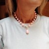 Choker Necklace with Balls and Pendant Drop of Light Pink