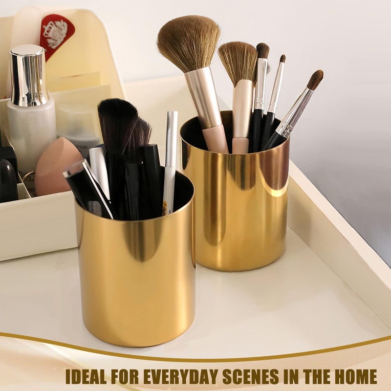 OPSJRNDUSK Gold Pen Holder for Desk, 3.9 Inch Stainless Steel