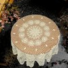 USTIDE Hand Crocheted Tablecloth Beige 100% Cotton Round Lace Tablecloths