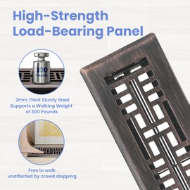 Howeall 2x10 Inches Heavy Duty Walkable Floor Register Easy Adjust Air Supply Lever Floor Vents - Seattle Design - Vent Cover for Home Floor - Oil Rubbed Bronze