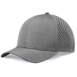 Mens Breathable Baseball Cap Quick Dry Laser Cut Mesh Ball Curved Brim Snapback Hat Lightweight for Outdoor Sports Pale Grey