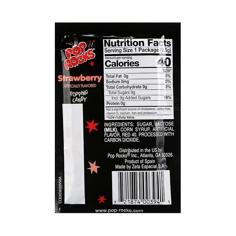 Pop Rocks Strawberry Popping Candy - 0.33 oz 24 Count