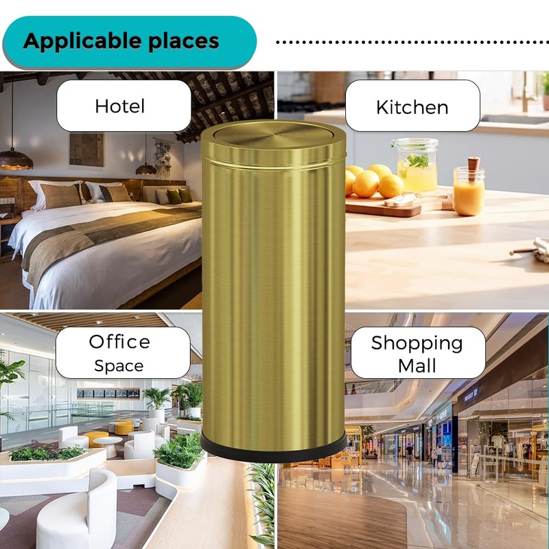 7.92 gallon/30L Gold Kitchen Trash Can with Swing Lid, Tall,
