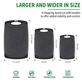 Pak Cutting Boards Set, Chopping Board, Plastic Cutting Boards for Kitchen Dishwasher Safe BPA Free, Large Cutting Board, Cutting Boards for Kitchen, Meat Cutting Board, Slip Resistant, Juice Grooves