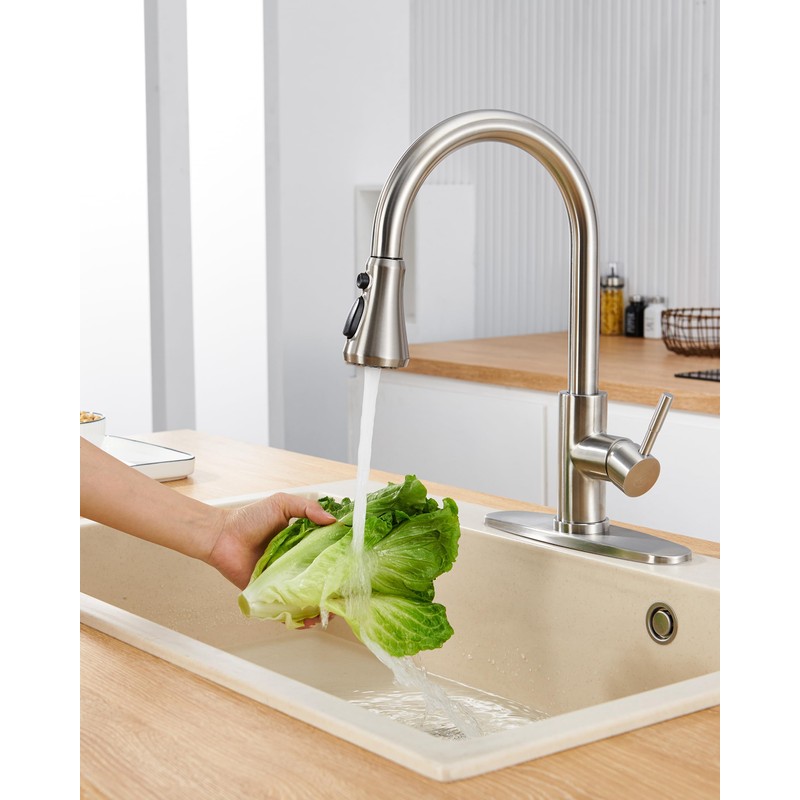 HEISOK Kitchen Faucet Head Replacement, 3-Function Pull Down Faucet Spray