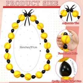 Ecation Softball Senior Night Gift Necklace Acrylic Sport Ball Beads Necklace with Ribbon Bow for Women Softball Team Player