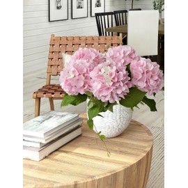 ZYTUYO 19.6" 4PCS Pink Artificial Hydrangea Flower, Large Silk Full Flowers Heads, Lifelike Faux Bouquet with Stems Floral Wedding Home Party Shop Baby Shower Centerpieces Decor