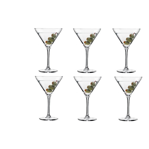 New Set of 6 Luxurious Martini Coctail Glasses Diamond 260ml