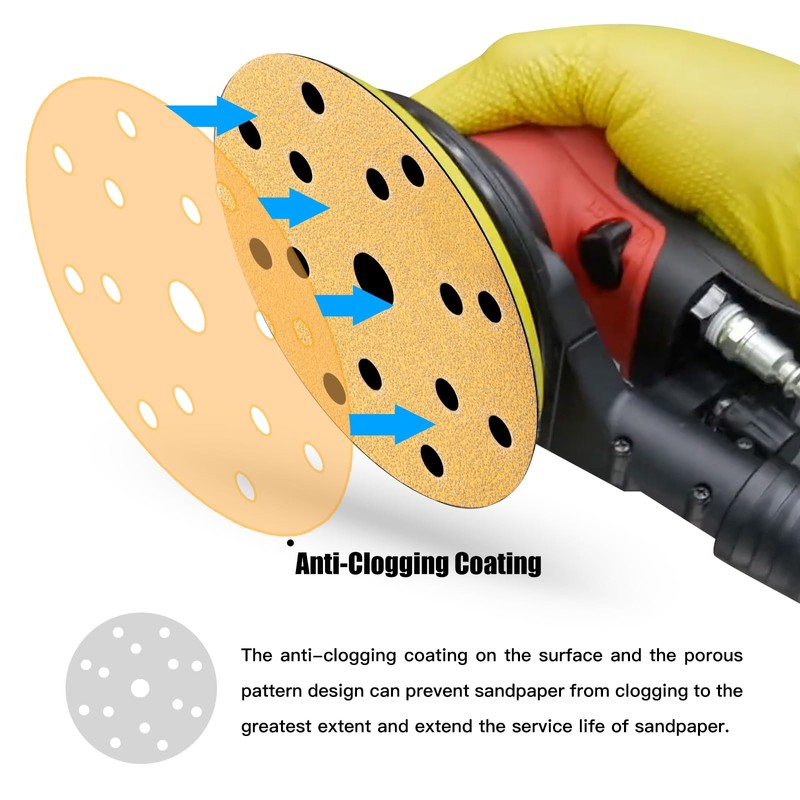 150mm Sanding Discs, 6 Inch 15 Hole Sanding Discs,Hook and