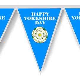 Happy Yorkshire Day Fabric Triangle Bunting | Yorkshire Rose Party Decorations Bunting Banner | Street Party Decorations | Fire Retardant Flag Fabric