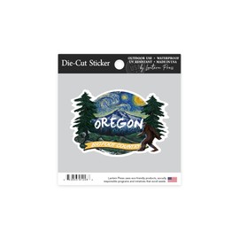 Die Cut Sticker Oregon, Bigfoot Country, Starry Night, Contour Vinyl Sticker 1 to 3 inches (Waterproof Decal for Cars, Water Bottles, Laptops, Coolers), Small