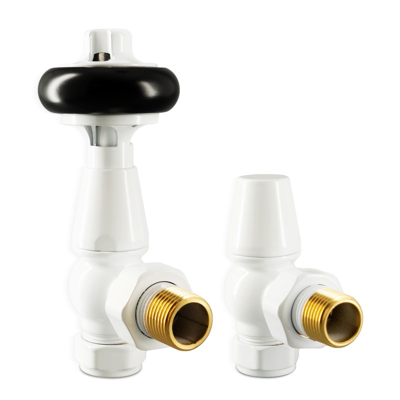 VANCOCO Traditional Angled Brass Thermostatic Radiator Valve 15mm 1/2'' Handwheel