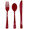 150 Pack Burgundy Plastic Cutlery, Maroon Plastic Silverware Heavy Duty,